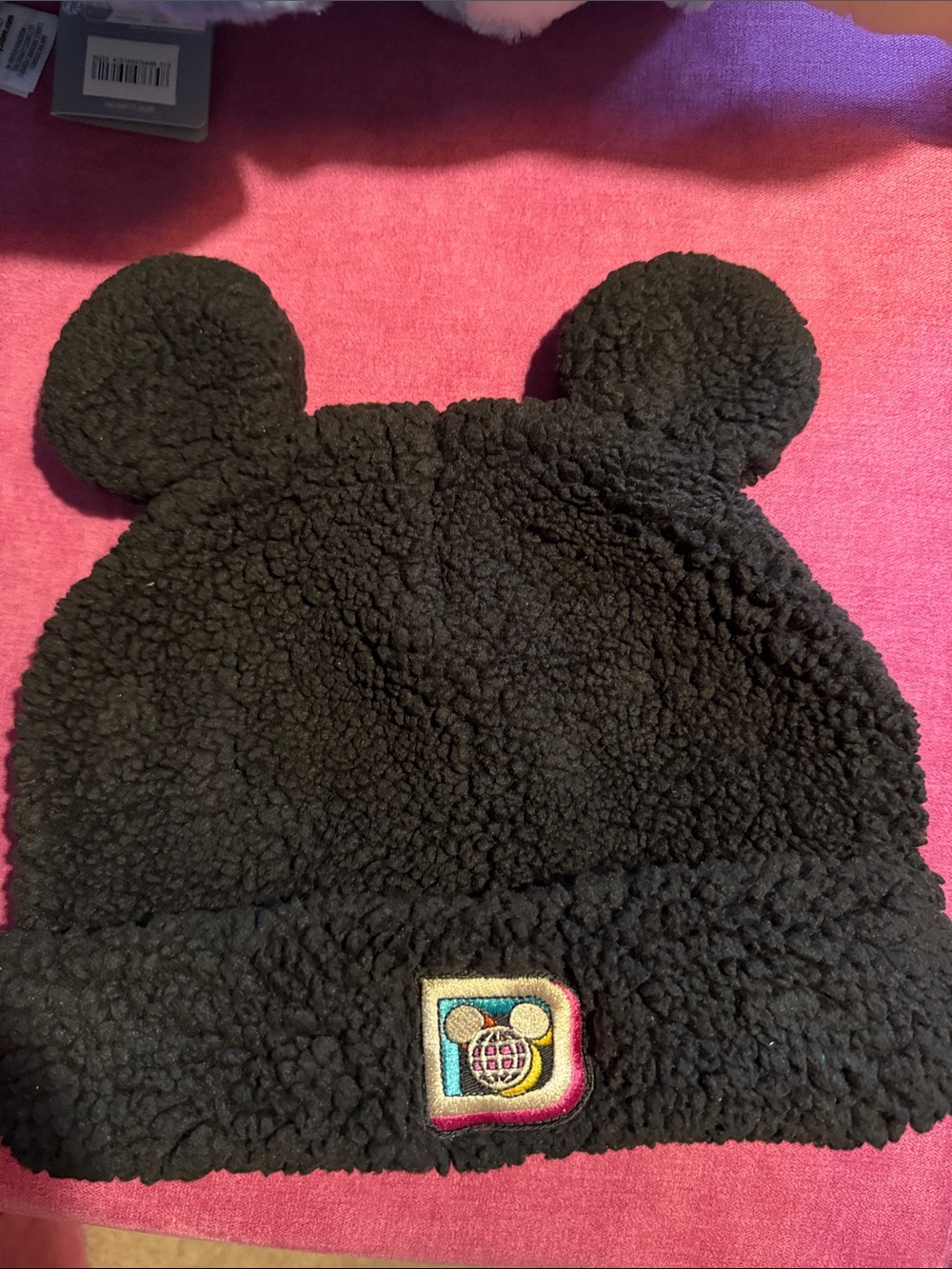 Disney parks Black Sherpa Beanie with Mickey Ear Accents